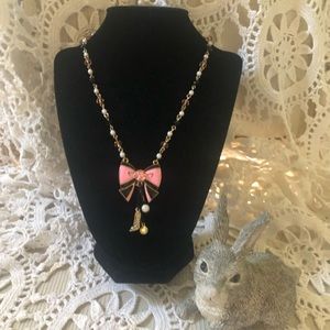 Vintage Betsey Johnson Paris Bow Necklace
